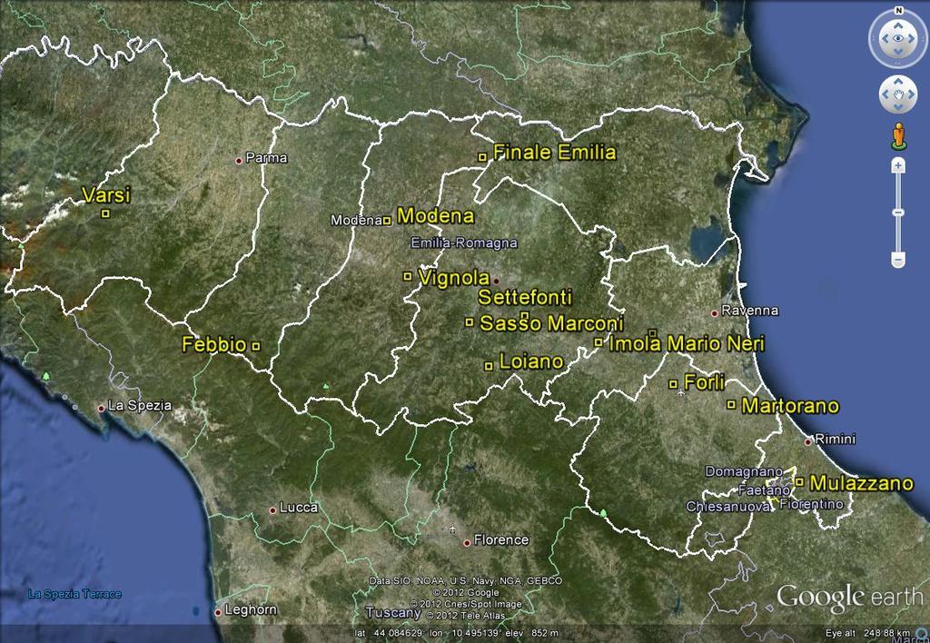 Fig. 11 Mappa della posizione delle stazioni che