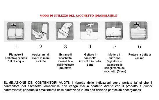 ETICHETTA PER SACCHETTO IDROSOLUBILE pomodoro Granuli idrodispersibili in sacchetto idrosolubile con efffetti di lunga durata (H410). Per Raccogliere il materiale fuoriuscito (P391).