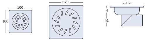 Modelli pilette acciaio inox settore Residenziale PILETTA STAMPATA CON SCARICO ORIZZONTALE H 40 Piletta stampata costruita interamente in acciaio inox Aisi 304, appositamente studiata per lo scarico