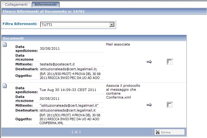 Figura 4a - Informazioni di sommario del documento ricercato dal documentale Figura 4b contenuto dell icona elenco collegamenti e riferimenti Nel dettaglio, cliccando l icona di visualizzazione del