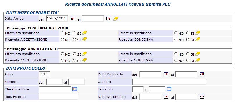 Se attiva la gestione multipec, l elenco risultante è già filtrato in base alla/e casella/e di competenza dell utente Figura 8e Figura 8c 5. Documenti ricevuti ANNULLATI (figura 8d).