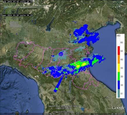 Una fascia di precipitazione con direttrice zonale attraversa poi la