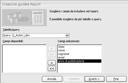 Creazione di report - report standard Per creare un report occorre: aprire il database selezionare una tabella selezionare nel menu in alto l opzione