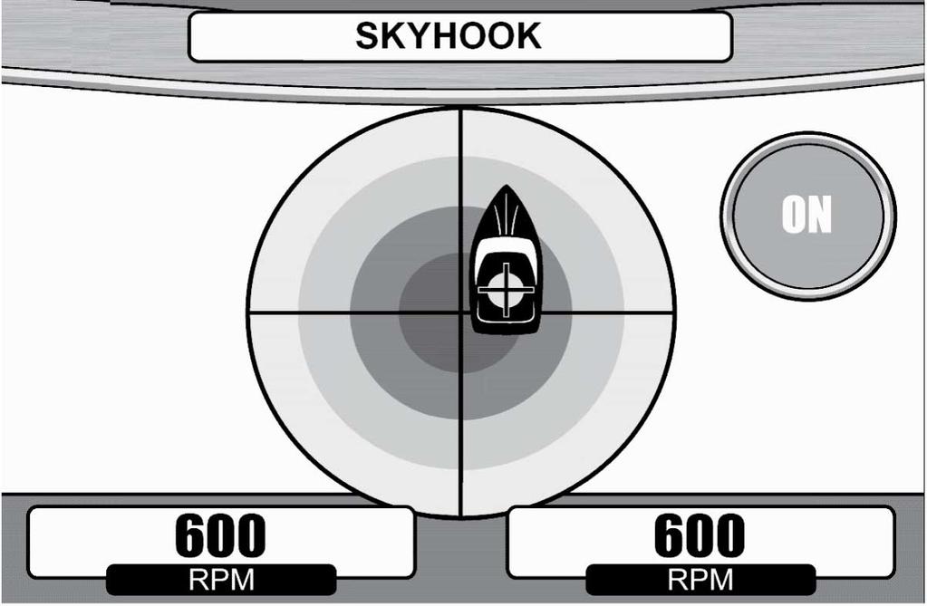 Sezione 3 - Funzionmento dell'imrczione in cqu NOTIFICHE A SCHERMO DI SKYHOOK c d Schermt Skyhook sul disply VesselView - Posizione su cui è impostto Skyhook - Posizione reltiv dell'imrczione