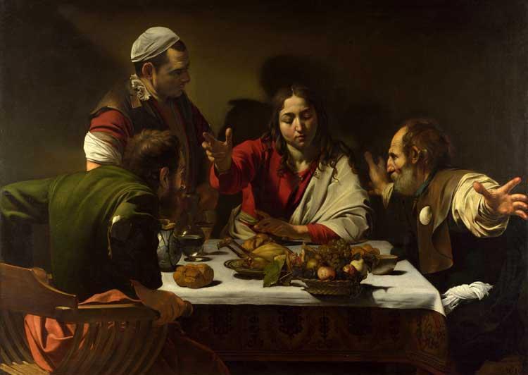 Caravaggio Cena in Emmaus (1601) olio