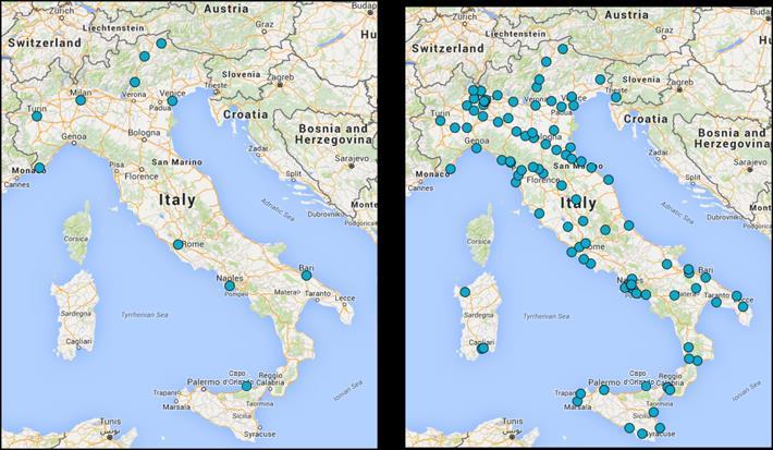 stazioni AUTOBUS FCEV Ubicazione secondo i seguenti criteri: Città già attive o in fase progettuale avanzata per