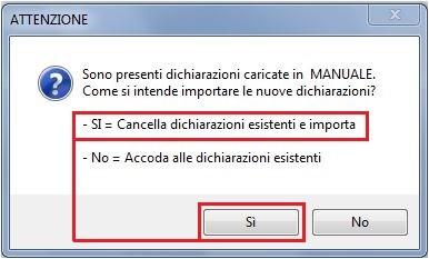 nella seconda videata proposta confermare la cancellazione con il rispondere se si intende accodare le CU a quelle già esistenti. 2.