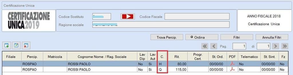 5. Lavoro Autonomo con più codici causale, importazione Dopo aver opportunamente compilato ogni singolo file, rientrare nella scelta 27.2.5.13.3 e procedere all'importazione come al paragrafo 3.