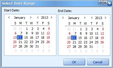 2. Impostare le date dei campioni desiderati e fare