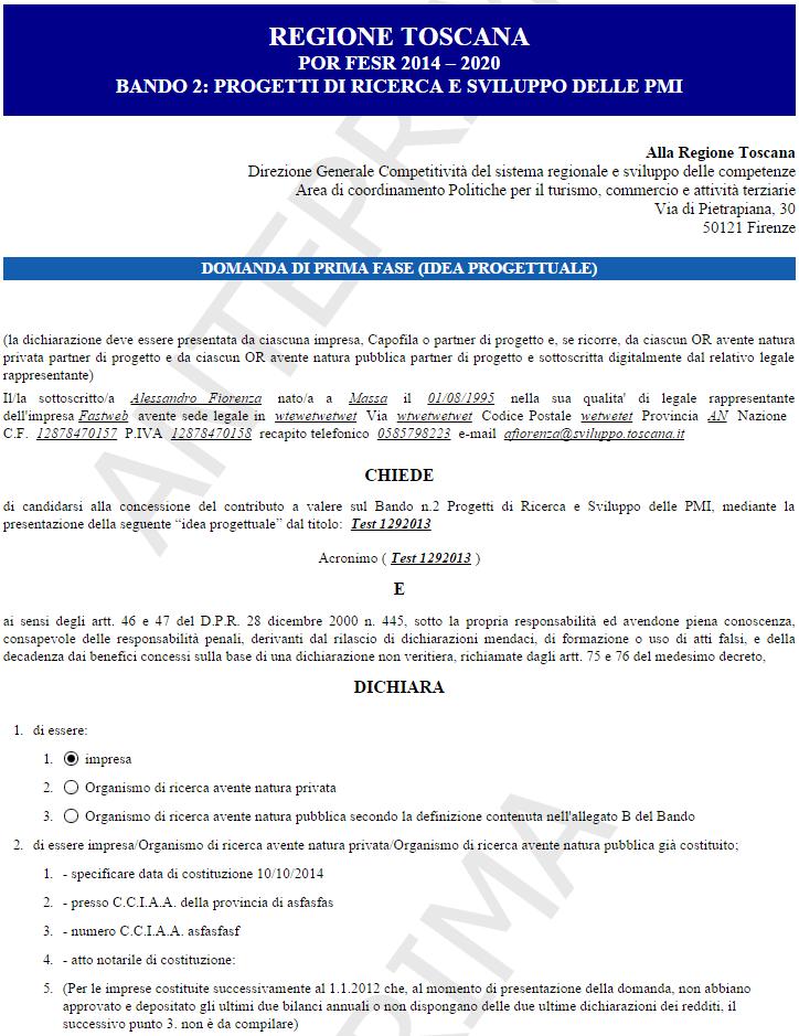 L utente partner Anteprima domanda L utente partner possibilità durante la compilazione della domanda di effettuare una anteprima a video della domanda (premendo il pulsante Controlla anteprima e