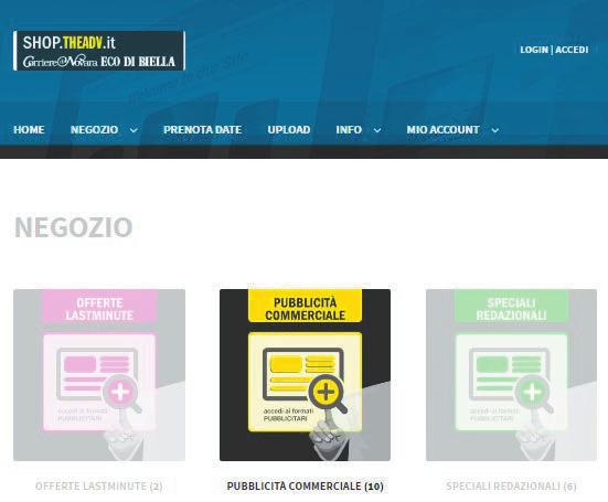 Puoi scegliere i prodotti per formati sui nostri giornali. Quali azioni puoi compiere: (segui le istruzioni da pag.