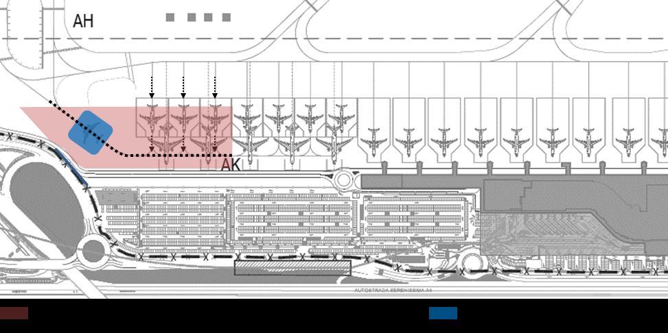 Figura 1-17 Interventi in corso di realizzazione: ampliamento piazzale aeromobili sud-ovest, localizzazione Il layout individuato prevede l uniformità all esistente, ovvero piazzole dimensionate per