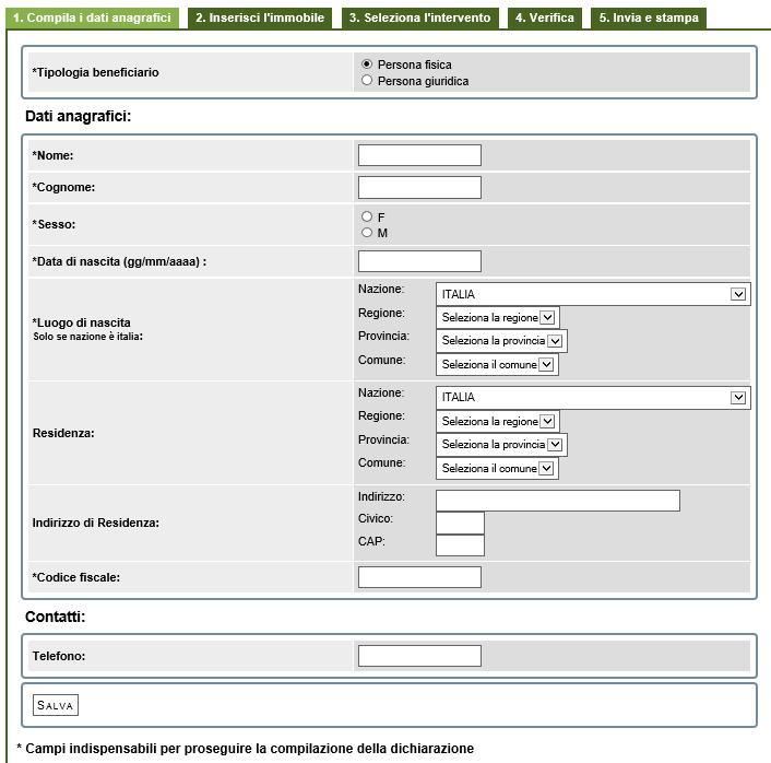 2. Dati del beneficiario Dati personali del