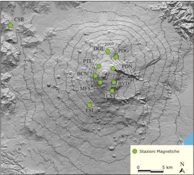 2.2 MONITORAGGIO MAGNETICO DELL ETNA 2.2.1 Rete magnetica Nel periodo considerato, dal 20 luglio al 14 settembre 2009, le stazioni della rete magnetica dell Etna hanno operato correttamente e con continuità (Fig.