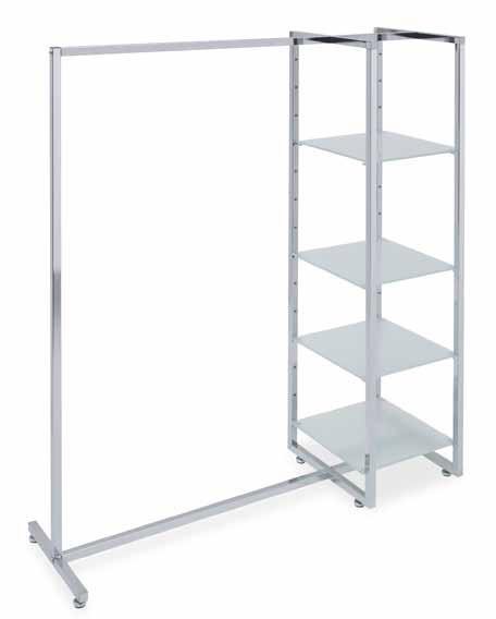 shelves with 4 white glass-shelves (40 x 40 cm) Pedestals with slots Dimensions: 40