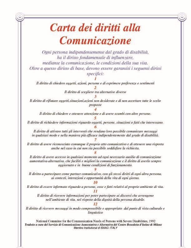 La Carta dei diritti alla comunicazione 1992 National Joint