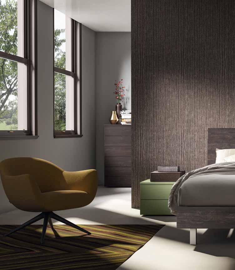 62 GRUPPO LETTO SIMPLE ROVERE MOKA E LACCATO