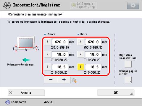 Se si corregge la posizione utilizzando delle immagini stampate: Controllare la posizione dell'immagine sulla carta consegnata.