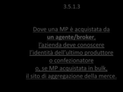 3 Qualora le materie prime fossero acquistate da agenti o intermediari, la sede è tenuta a conoscere l identità dell ultimo produttore o imballatore o, per quanto riguarda prodotti forniti sfusi, il