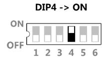 4 Sulla centrale mettere DIP4 su ON: CE818_R.cod + CE818_R.cfg + Comby5BR