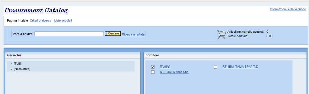 parametrizzazione, accedere al catalogo