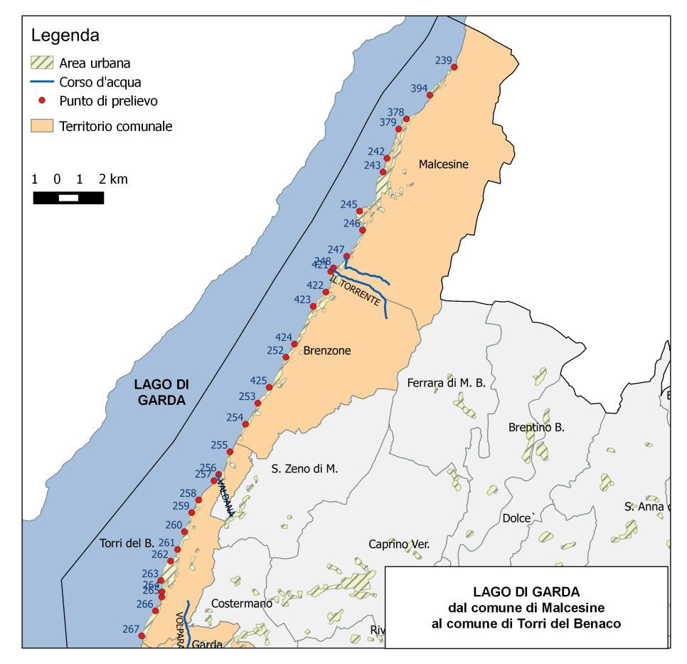 Figura 3: acque di balneazione del lago di Garda dal comune di Malcesine al