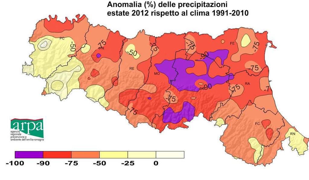 Acqua: siccità e piogge più intense SICCITA PRIMA E PIOGGE ECCEZIONALI DOPO Estate 2012