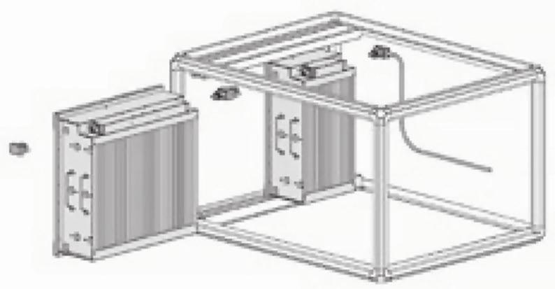 Estrarre la cella lasciando il contatto di alimentazione incollato sul fondo 4. Fissare il connettore di alimentazione con 4 viti autofilettanti o rivetti 5.