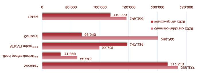 mente significativa la flessione rilevata nelle gare aggiudicate dai professionisti che hanno visto praticamente dimezzarsi l importo medio: 32mila euro circa contro i quasi 61 mila dei primi due