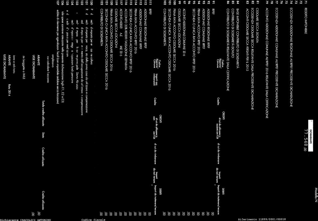 1 1 16 V 9 ADDZNALE REGNALE RPEE 00, 10 PRMA RATA ACCNT CEDLARE SECCA 016 11 SECNDA UNCA RATA ACCNT CEDLARE SECCA 016 : 1 CNTRBUT D SLDARETÀ i!ivuvti.