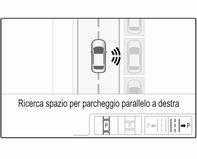 214 Guida e funzionamento Indicazione nel Visualizzatore Info a Colori Selezionare un'area di parcheggio parallela o perpendicolare dando un colpetto con il dito sulla rispettiva icona sul display.