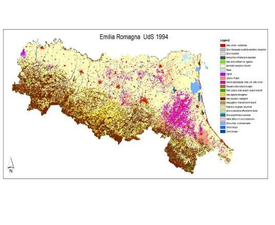 Emilia-Romagna 1954 Dati di copertura-uso suolo (UDS, Regione ER) 1976 1994 2003 Scala nominale: 1:25.