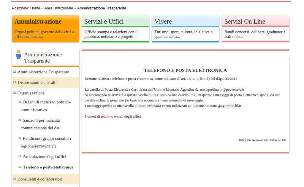 Vediamo in basso l'aggiunta della data di ultimo aggiornamento calcolata sulla base del path del contenuto visualizzato.