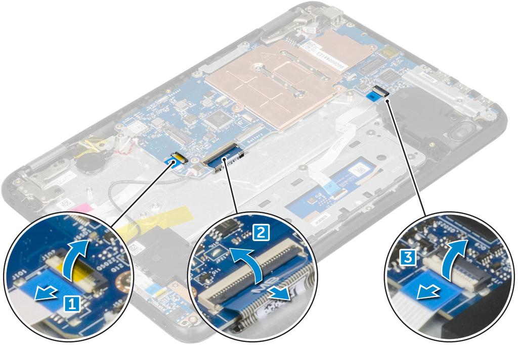 3 Attaccare il nastro adesivo per assicurare il cavo dell'altoparlante al computer. 4 Collegare il cavo dell'altoparlante al connettore sulla scheda di sistema.