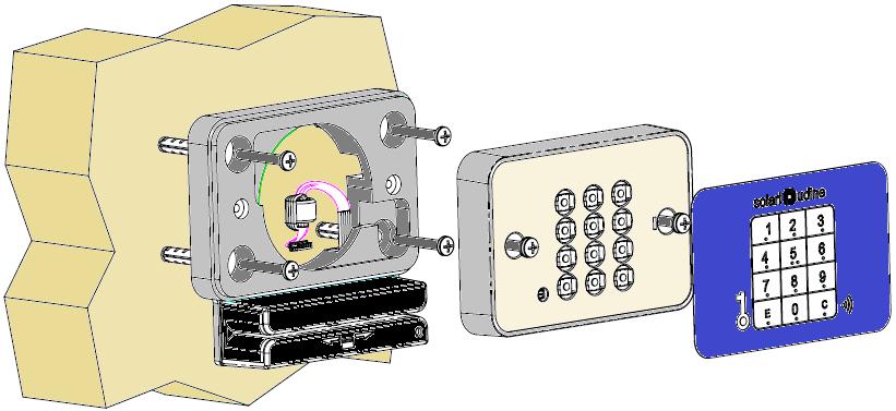 4.3.2. MONTAGGIO A PARETE Nell immagine sotto l installazione dell LBR2804 con tastiera e base a parete (vista prospettica).