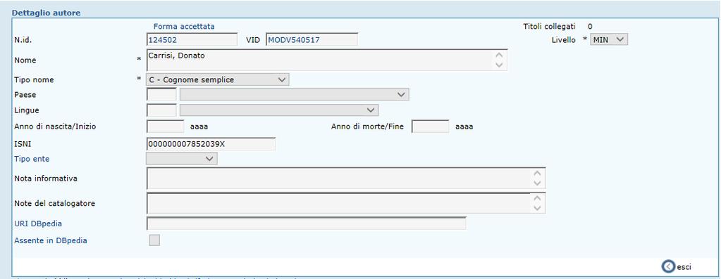 Pag.5 di 7 La gestione delle URI relative alle basi dati online esterne può essere abilitata dai referenti di polo nelle funzioni di configurazione dei Tipi documento gestiti dal sistema