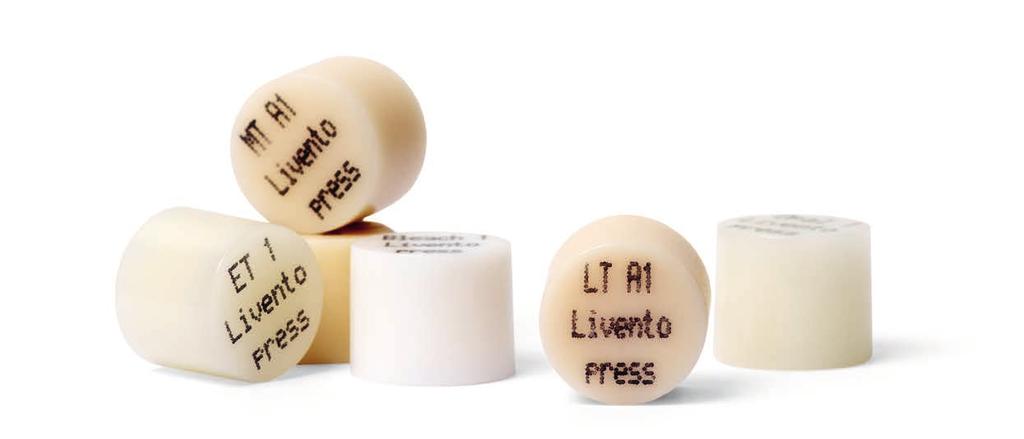 Ceramica per pressatura Livento press. Precisione e stabilità di forma e colore. Livento press è una vetroceramica innovativa al disilicato di litio.