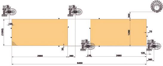 9 Fresatura/Routing 3685/145 6450/254 1290/51 1290/51 160/6.3 200/7.9 Tutti gli utensili/all the tools 3685/145 6450/254 1093/43 1093/43 160/6.3 200/7.9 Battute posteriori per il posizionamento dei pezzi di grandi dimensioni.