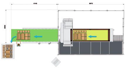 Solution with sweepingarm and unloading on the right.