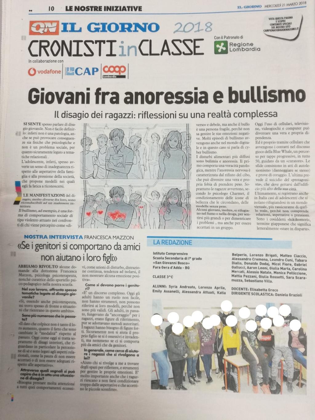 L ARTICOLO DI GIORNALE CON LA CLASSE ABBIAMO PARTECIPATO AD UN CONCORSO PER LA REDAZIONE DI UN ARTICOLO DI