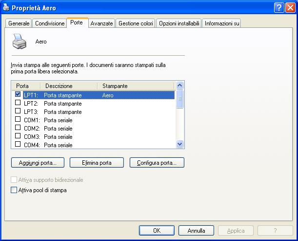 STAMPA DA WINDOWS 43 3 Fare clic sulla scheda Porte. 4 Per aggiungere una nuova porta, fare clic su Aggiungi porta.