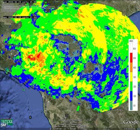 Nel tardo poeriggio del 19, le precipitazioni