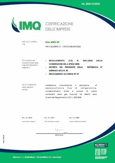 La certificazione Fgas è obbligatoria per le Aziende che effettuano attività di installazione, manutenzione, riparazione di apparecchiature fisse di refrigerazione, condizionamento d aria e pompe di