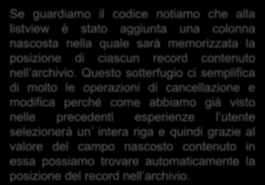 record contenuto nell archivio.