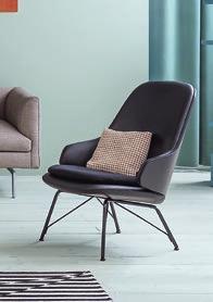 fabric Teolo 30606, backrest in black painted oak, black painted steel legs.