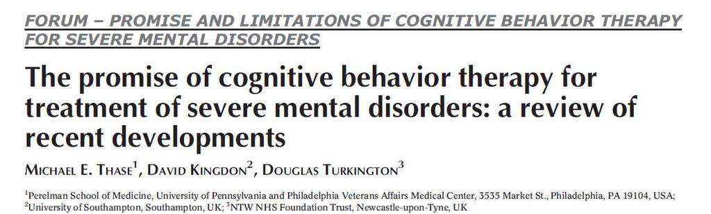 The current state of the evidence suggests that adjuncitve CBT conveys a clinically and statistically significant benefit fot patients with schizophrenia.