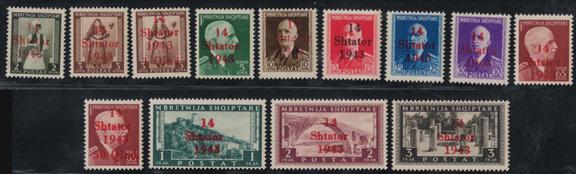 28 Albania Emissioni Locali Occupazioni Uffici Postali 171 44 Occ. Tedesca di Albania 1943, n 1/13, ottima.
