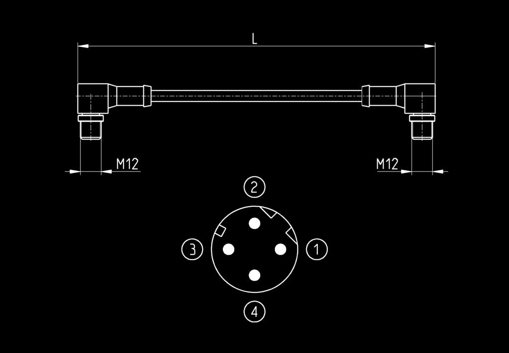 cavo ] (m) CS-SB04HB-D100 cavo costampato diritto 2x M12 D 4 poli maschio 1 CS-SB04HB-D500 cavo costampato diritto 2x M12 D 4 poli maschio 5