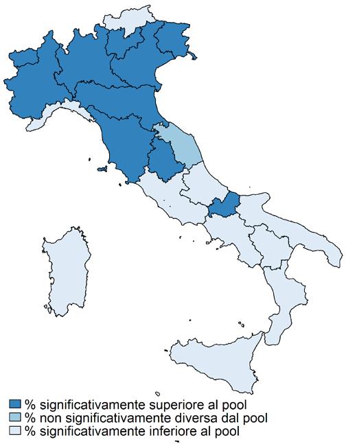 PASSI 2010-12 Persone 50-69enni che hanno riferito di aver eseguito un esame per la prevenzione dei tumori colorettali nei tempi raccomandati* (%) (n. 36.