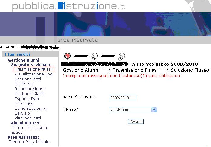 2.3 Invio manuale dei dati di SissiCheck sul sistema centrale Allo scopo di inviare il file con i dati di SissiCheck, generato dalla procedura nella cartella C:\sissicheck\EXP e denominato: